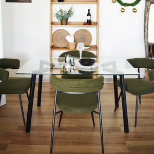 Set Da Due Poltrone,Megan, Imbottita, Rivestita In  Tessuto Bouclè, Verde, Struttura In Metallo Laccata Nera