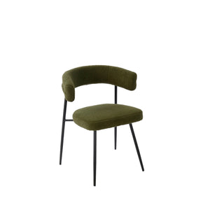 Set Da Due Poltrone,Megan, Imbottita, Rivestita In  Tessuto Bouclè, Verde, Struttura In Metallo Laccata Nera