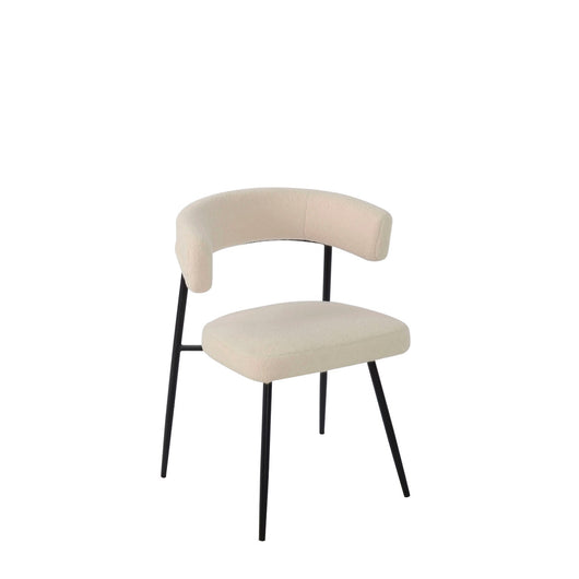 Set Da Due Poltrone,Megan, Imbottita, Rivestita In  Tessuto Bouclè, Color Corda, Struttura In Metallo Laccata Nera