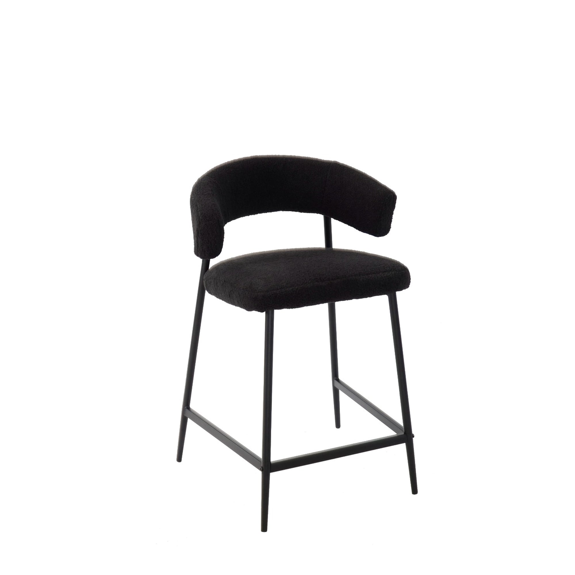 Set Da 2, Sgabelli Megan Fisso Boucle' Nera/Gambe Nere