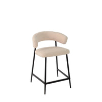 Set Da 2, Sgabelli Megan Fisso Boucle' Corda/Gambe Nere