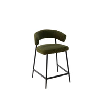 Set Da 2, Sgabelli Megan Fisso Boucle' Verde/Gambe Nere