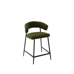 Set Da 2, Sgabelli Megan Fisso Boucle' Verde/Gambe Nere