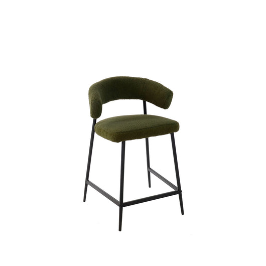 Set Da 2, Sgabelli Megan Fisso Boucle' Verde/Gambe Nere