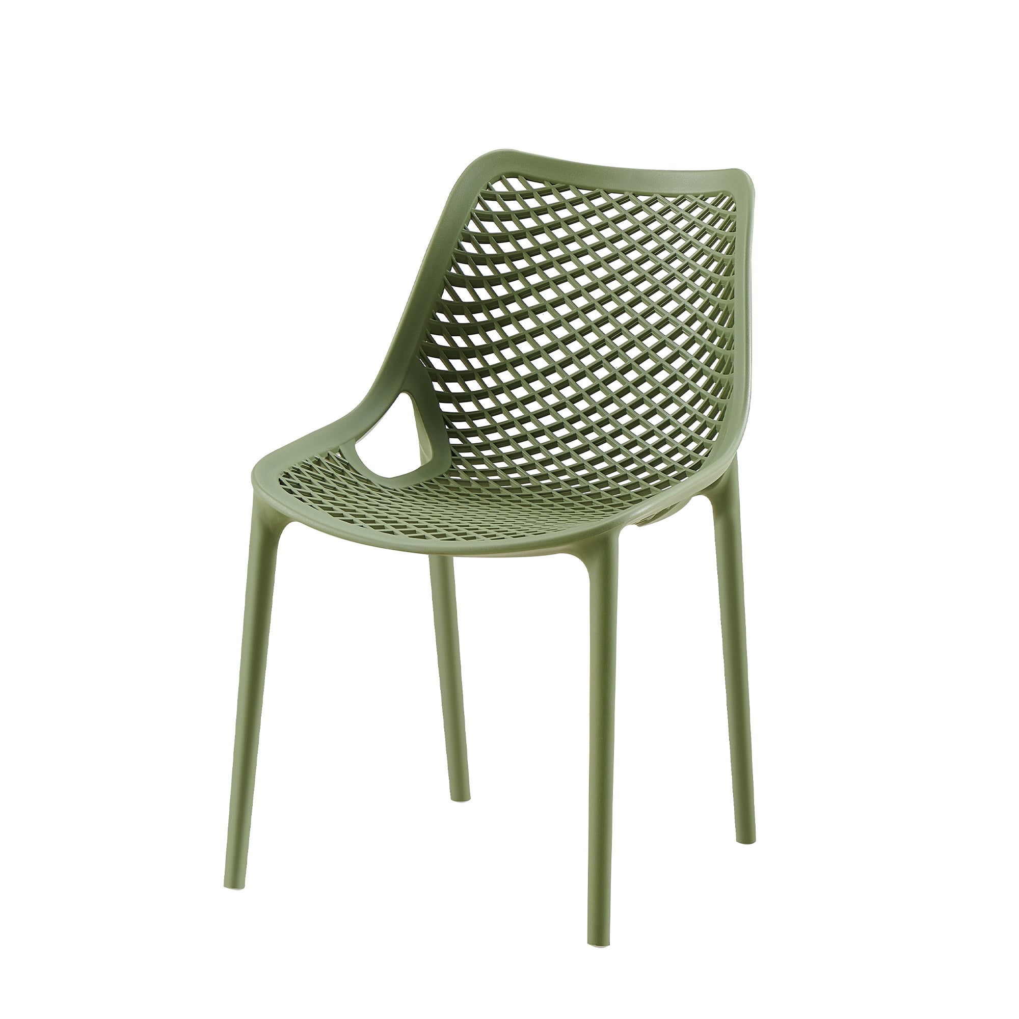 Set Da, 4 Sedia Braga 2 In Polipropilene Verde Oliva Per Soggiorno, Cucina E Arredo Bar