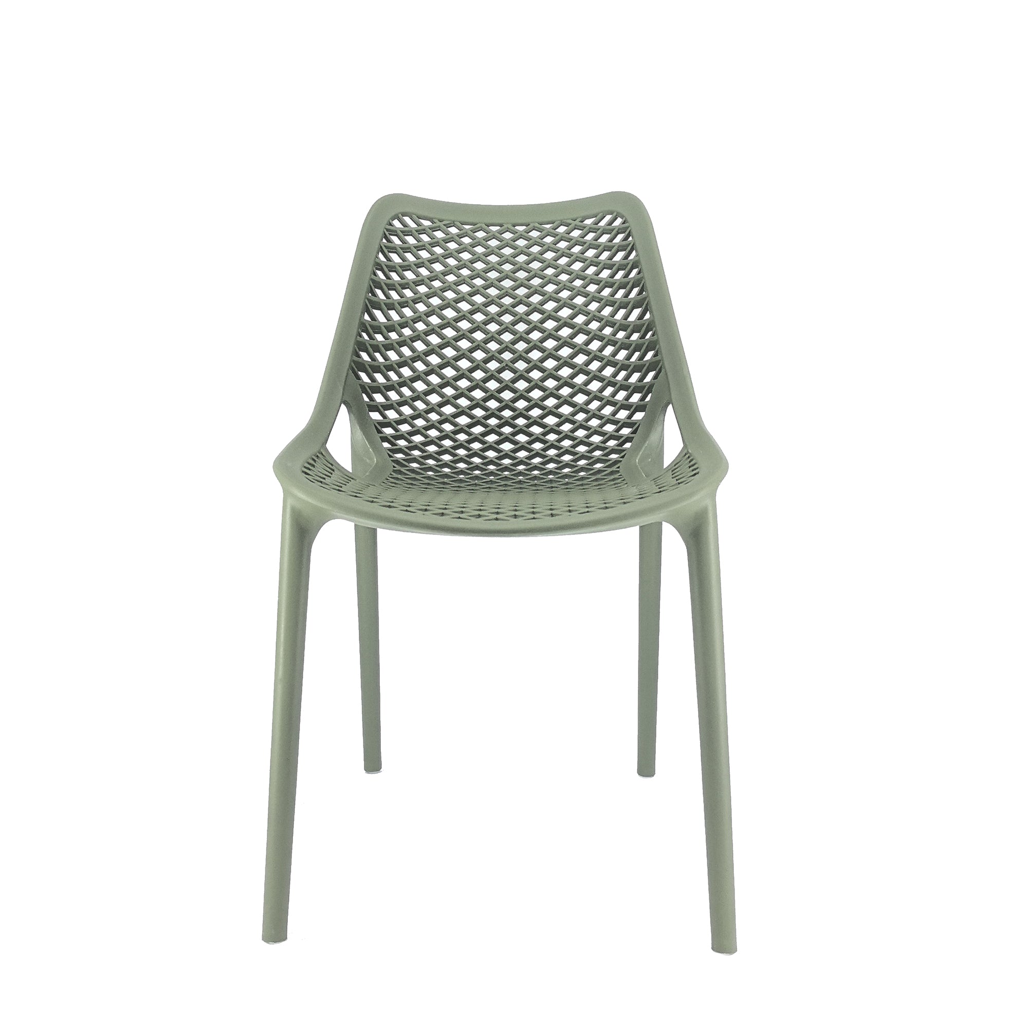 Set Da, 4 Sedia Braga 2 In Polipropilene Verde Oliva Per Soggiorno, Cucina E Arredo Bar