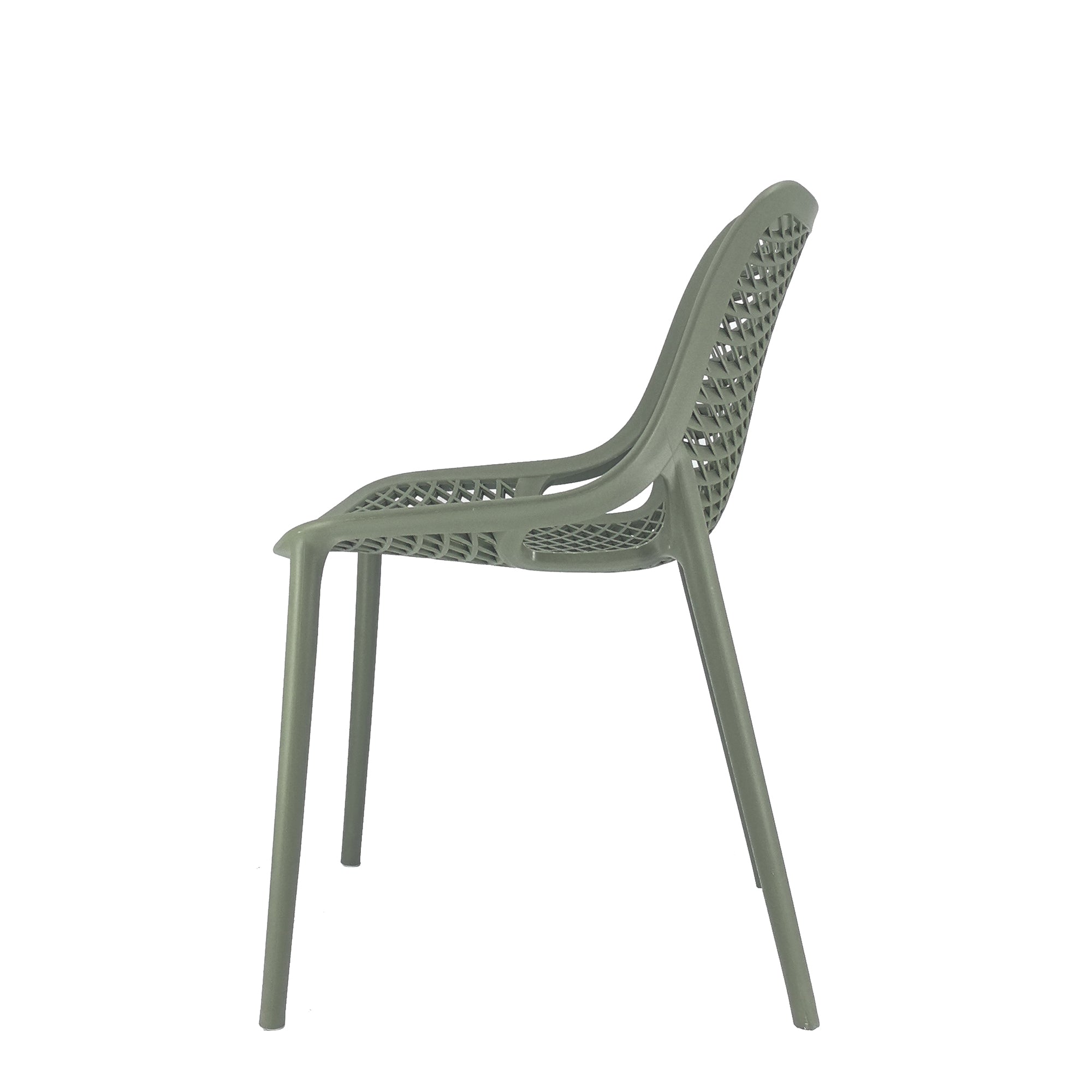 Set Da, 4 Sedia Braga 2 In Polipropilene Verde Oliva Per Soggiorno, Cucina E Arredo Bar