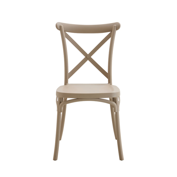 Set Da, 4 Sedia Cross In Polipropilene Tortora Per Soggiorno, Cucina E Arredo Bar