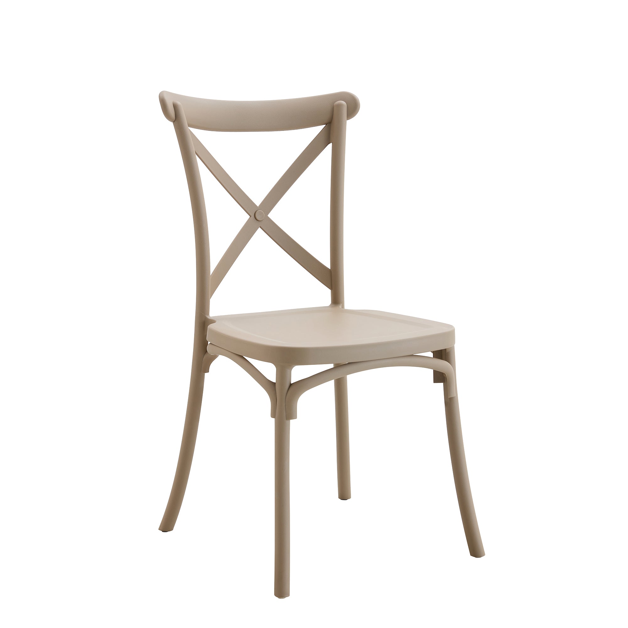 Set Da, 4 Sedia Cross In Polipropilene Tortora Per Soggiorno, Cucina E Arredo Bar