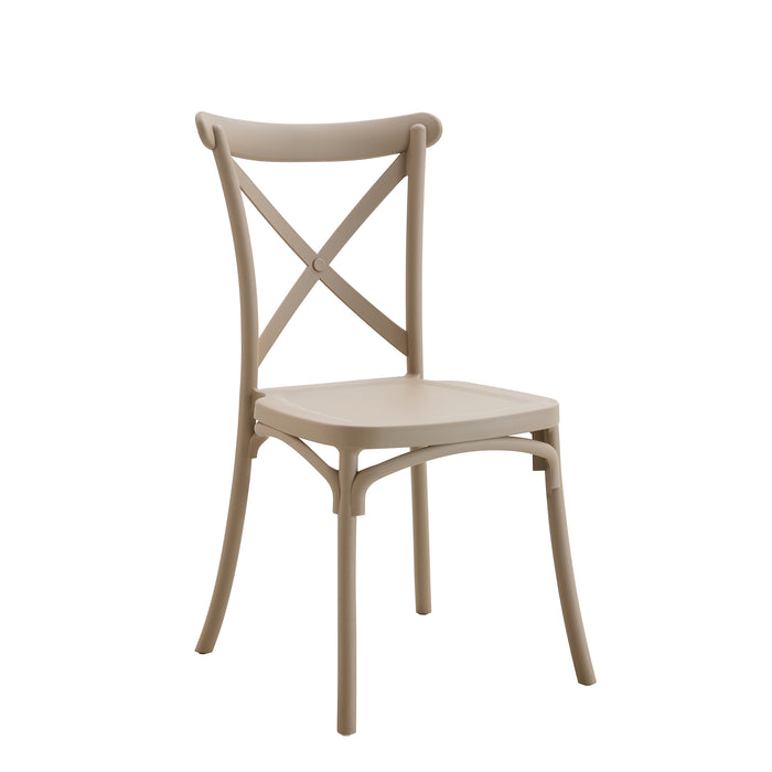 Set Da, 4 Sedia Cross In Polipropilene Tortora Per Soggiorno, Cucina E Arredo Bar