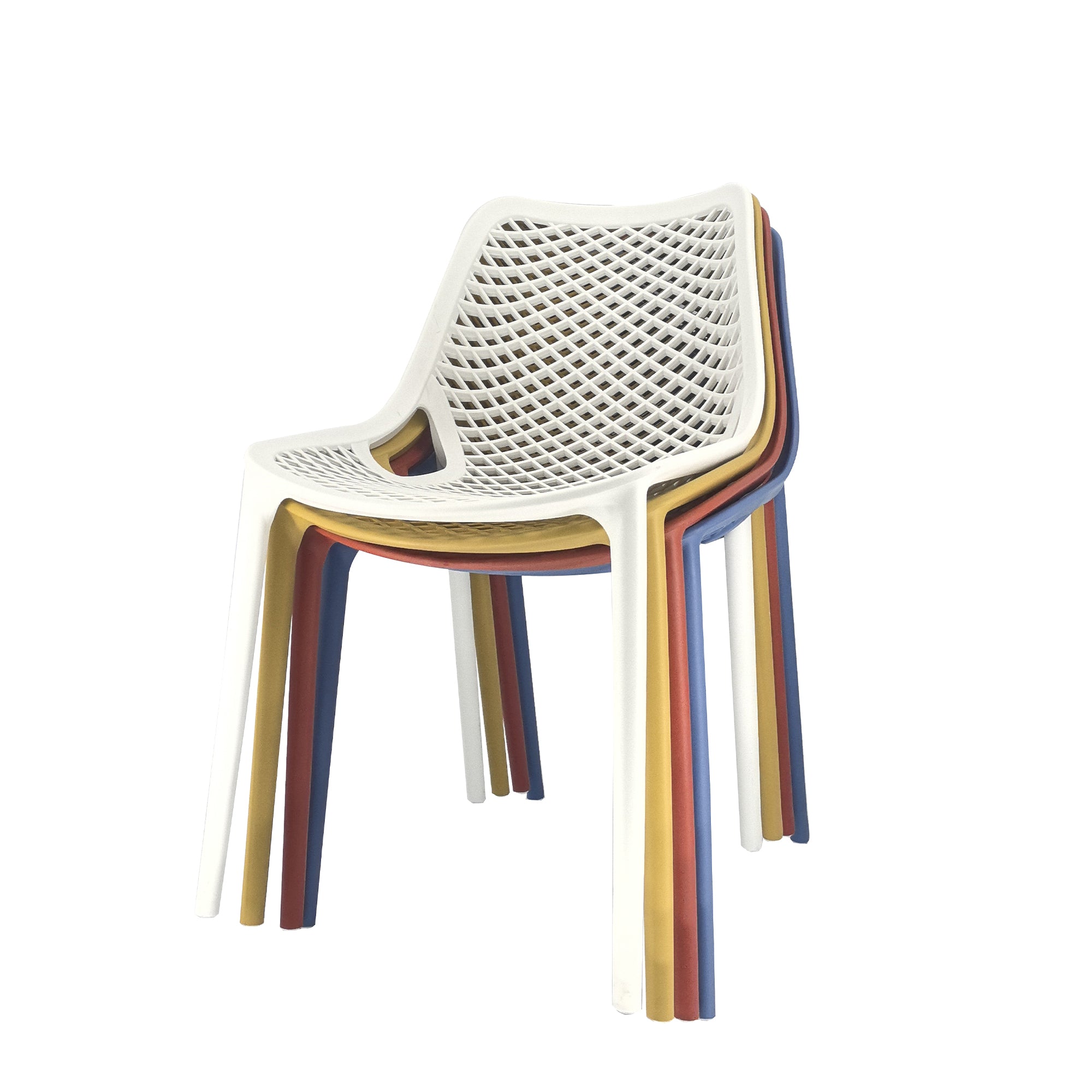 Set Da, 4 Sedia Braga 2 In Polipropilene Bianco Per Soggiorno, Cucina E Arredo Bar