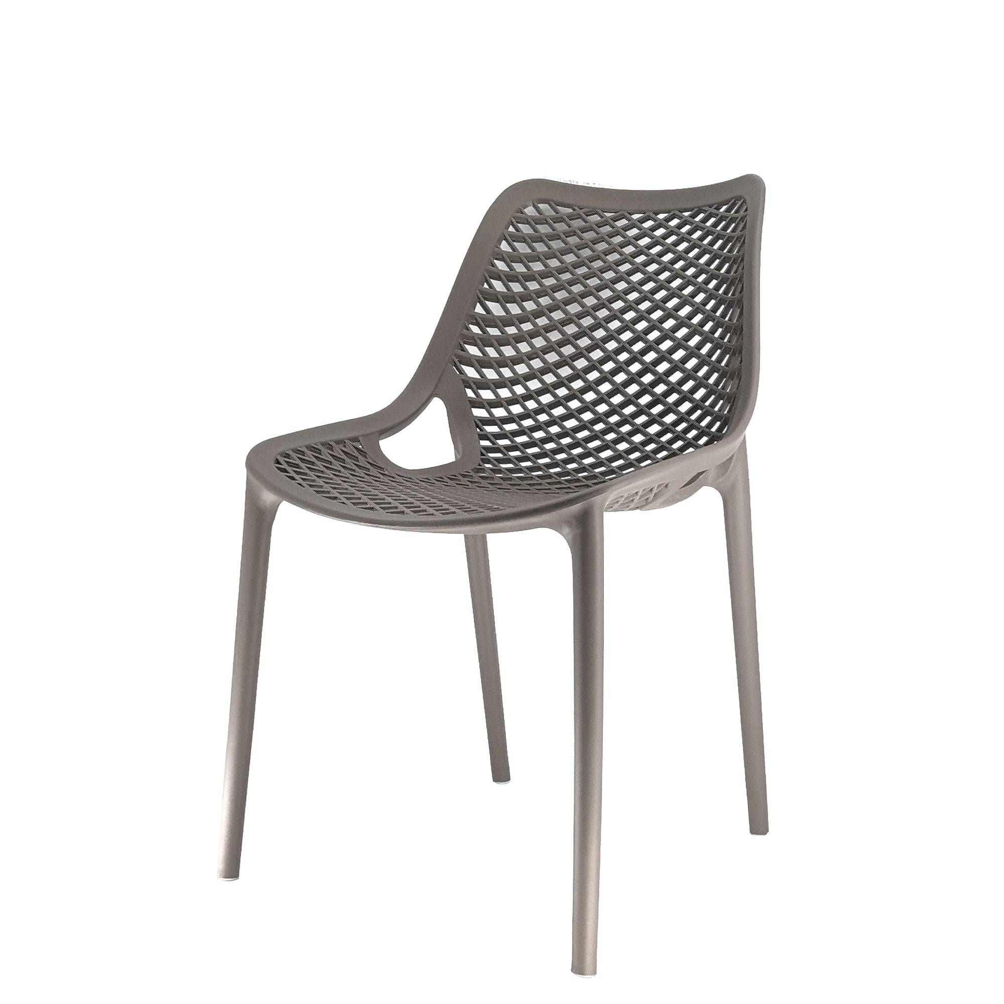 Set Da, 4 Sedia Braga 2 In Polipropilene Tortora Per Soggiorno, Cucina E Arredo Bar