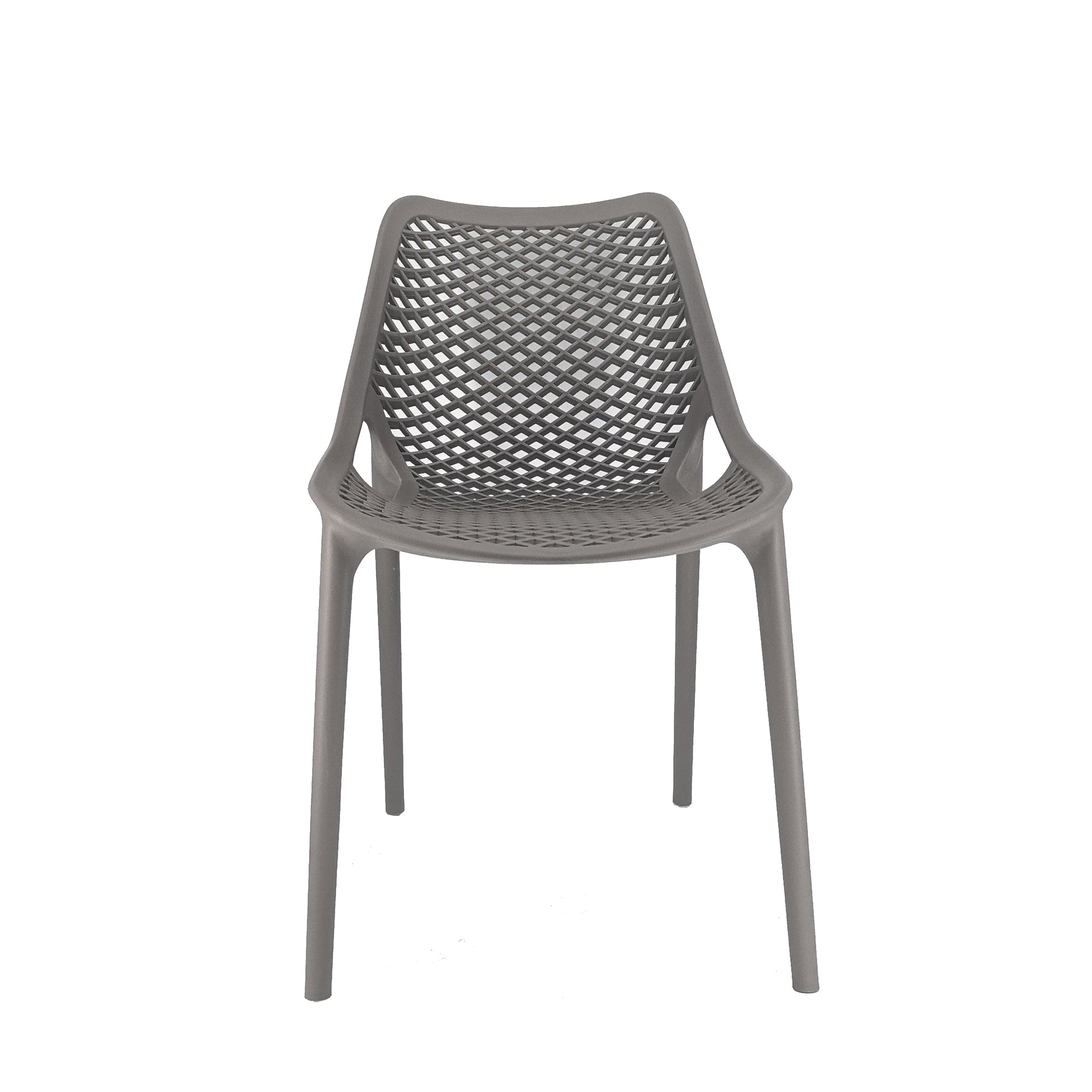 Set Da, 4 Sedia Braga 2 In Polipropilene Tortora Per Soggiorno, Cucina E Arredo Bar