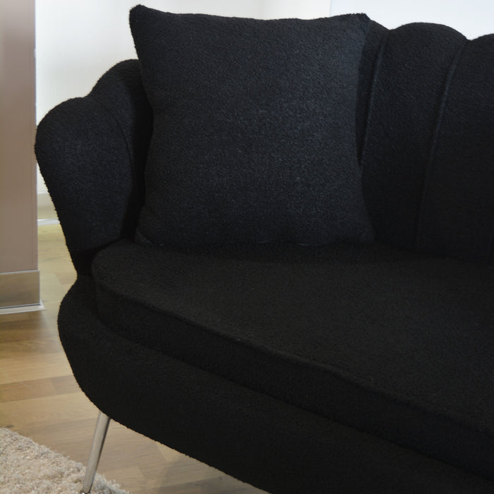 Set Flavia Div 2P+2Poltr+Panca Boucle' Nero/Cromo