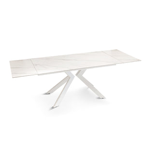 Tavolo Luisiana Bianco Effetto Marmo C/Vene Grigie