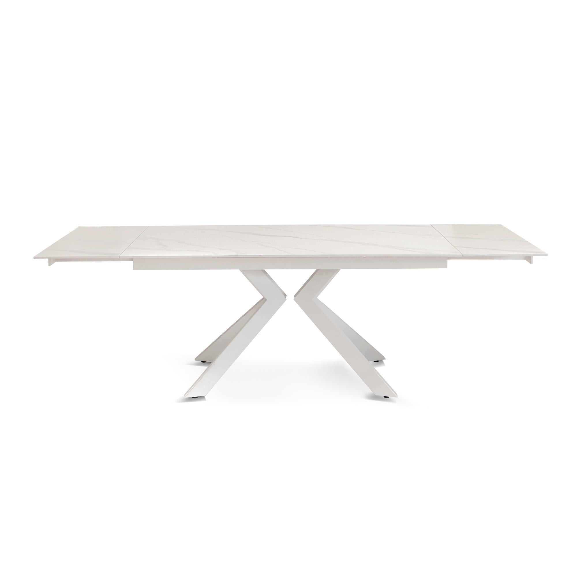 Tavolo Luisiana Bianco Effetto Marmo C/Vene Grigie