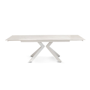 Tavolo Luisiana Bianco Effetto Marmo C/Vene Grigie