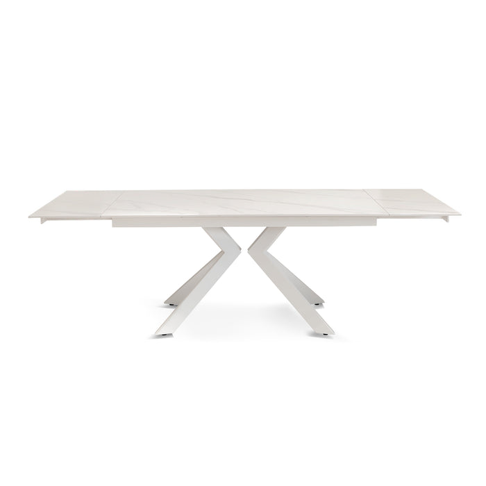 Tavolo Luisiana Bianco Effetto Marmo C/Vene Grigie