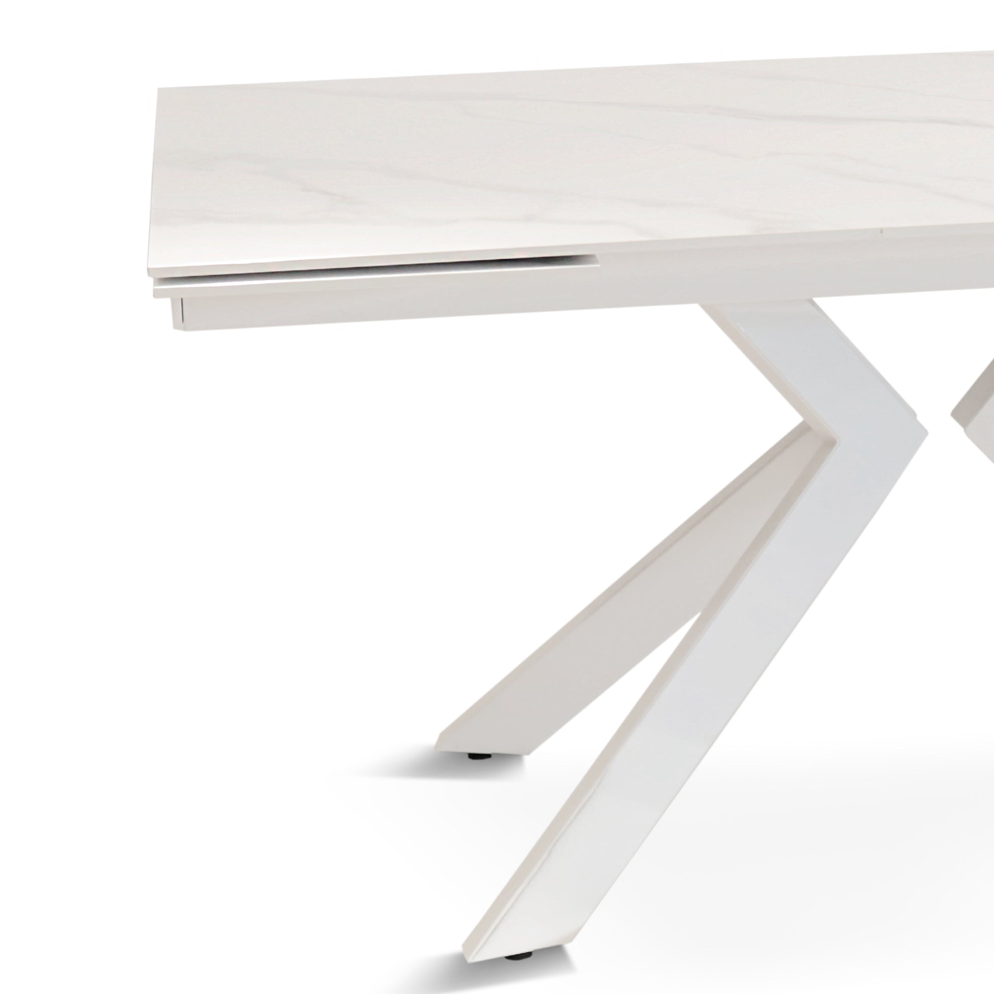 Tavolo Luisiana Bianco Effetto Marmo C/Vene Grigie