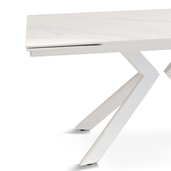 Tavolo Luisiana Bianco Effetto Marmo C/Vene Grigie