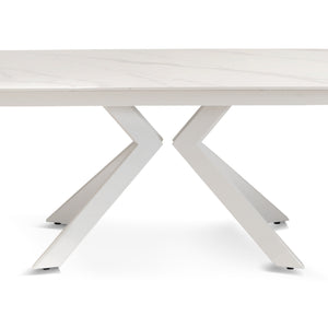 Tavolo Luisiana Bianco Effetto Marmo C/Vene Grigie