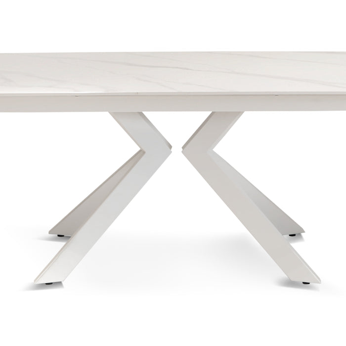 Tavolo Luisiana Bianco Effetto Marmo C/Vene Grigie