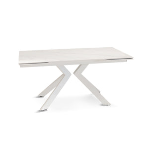 Tavolo Luisiana Bianco Effetto Marmo C/Vene Grigie