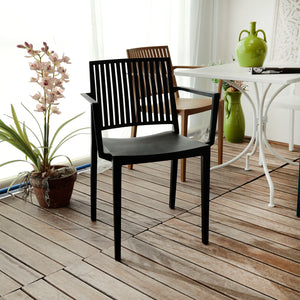 Set Da 4,Poltrona Tavira In Polipropilene Nera