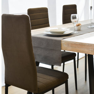 Set Da 6, Sedia Queen Kit Millerighe Cenere/Gambe Nere 6Pz