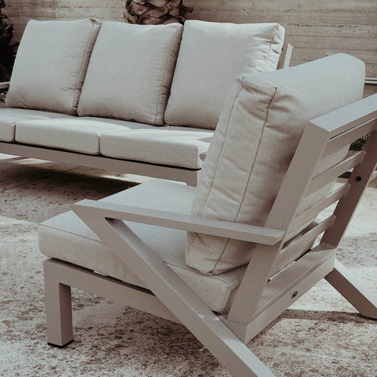 Set Malaga Divano+2Poltrone Allum. Tortora