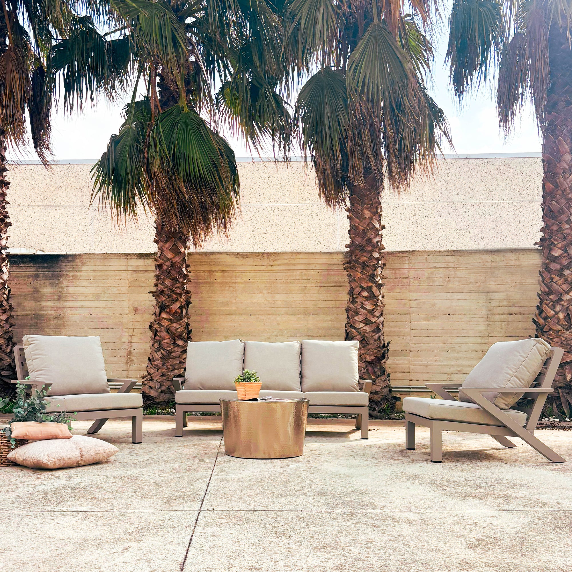 Set Malaga Divano+2Poltrone Allum. Tortora