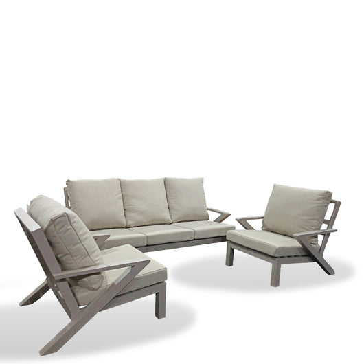 Set Malaga Divano+2Poltrone Allum. Tortora