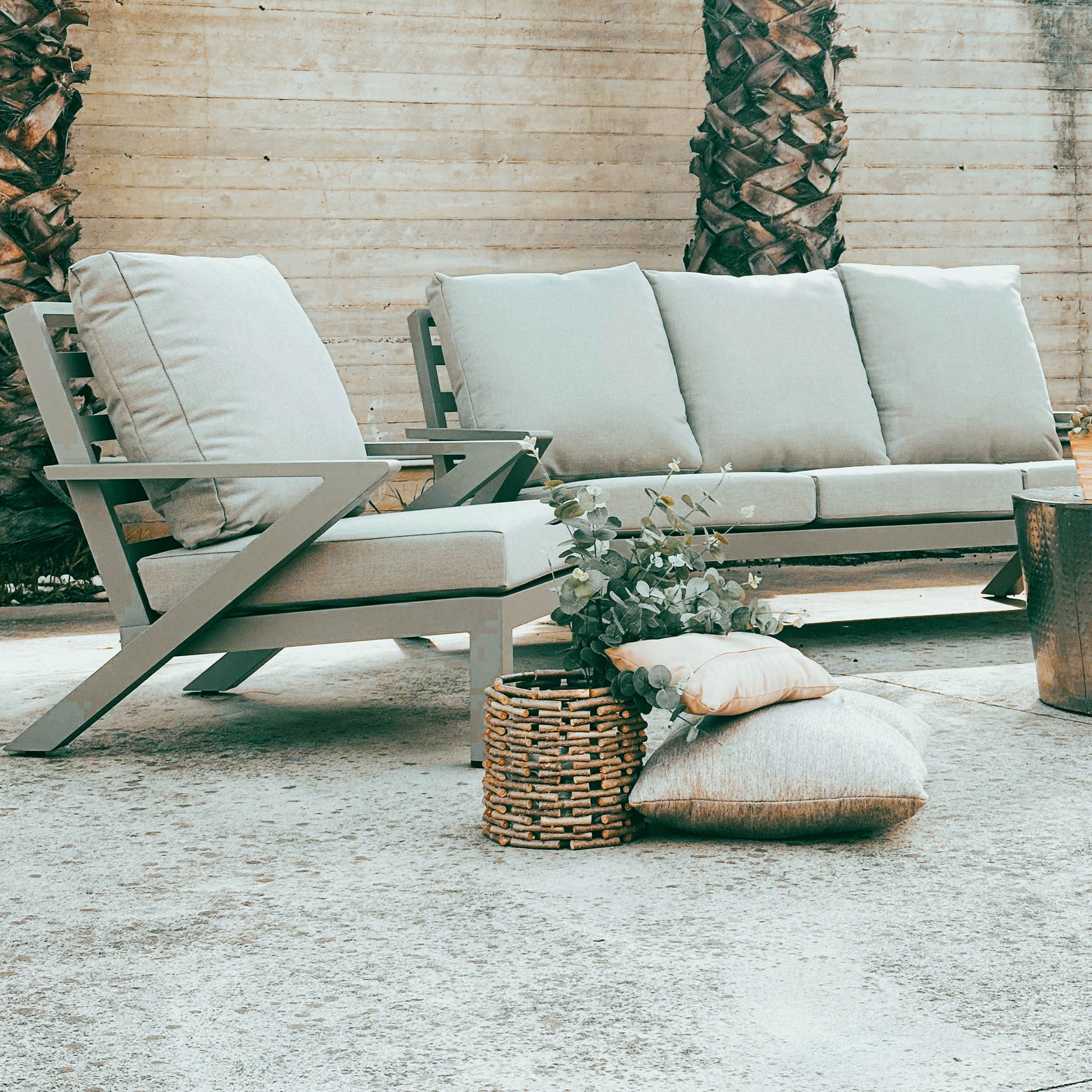 Set Malaga Divano+2Poltrone Allum. Tortora