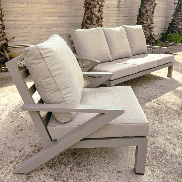 Set Malaga Divano+2Poltrone Allum. Tortora