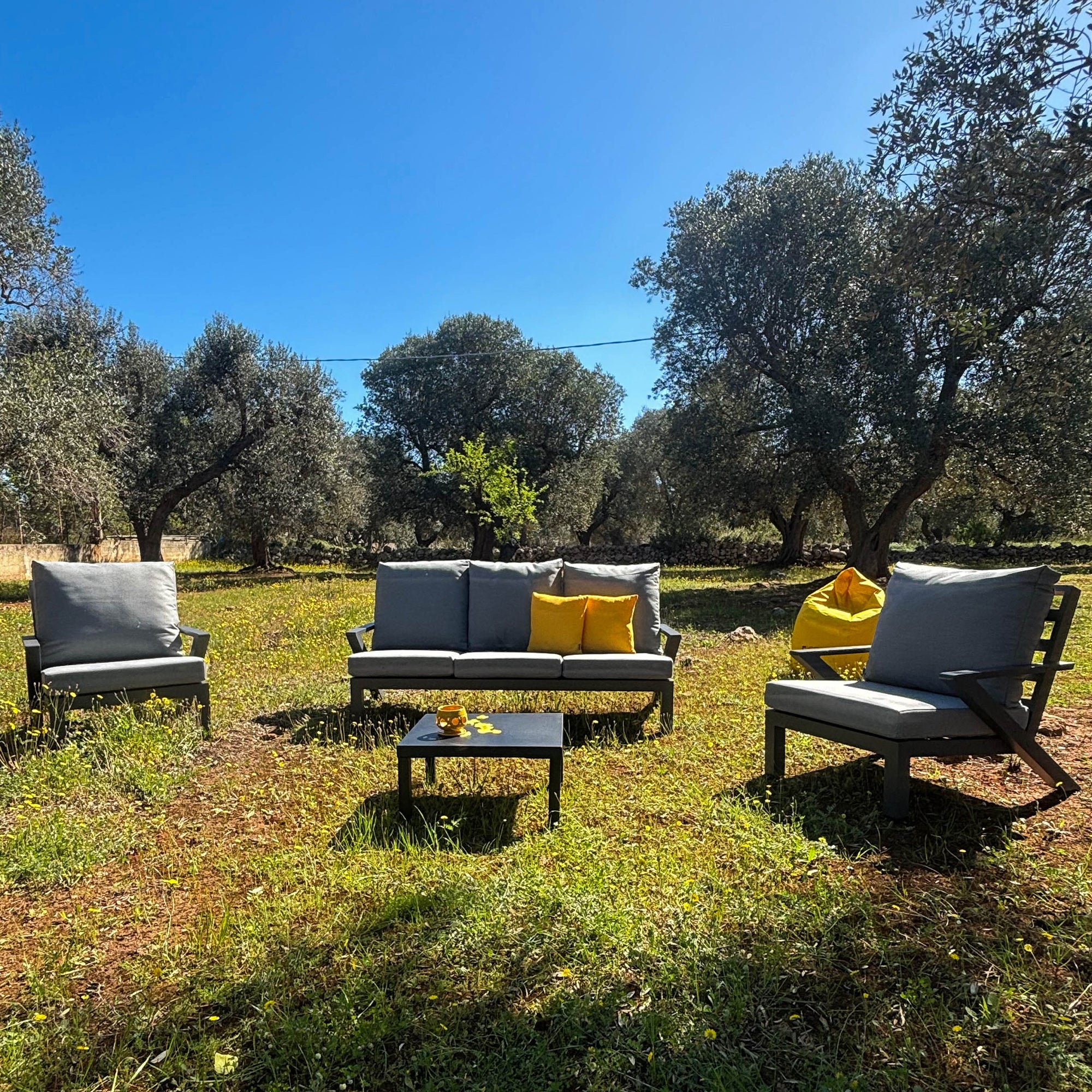 Set Malaga Divano+2Poltrone Allum. Antracite