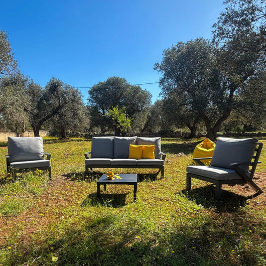 Set Malaga Divano+2Poltrone Allum. Antracite