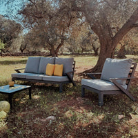 Set Malaga Divano+2Poltrone Allum. Antracite