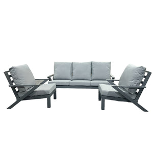 Set Malaga Divano+2Poltrone Allum. Antracite