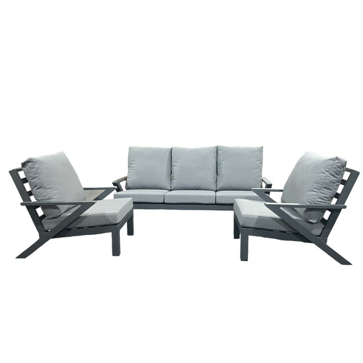 Set Malaga Divano+2Poltrone Allum. Antracite