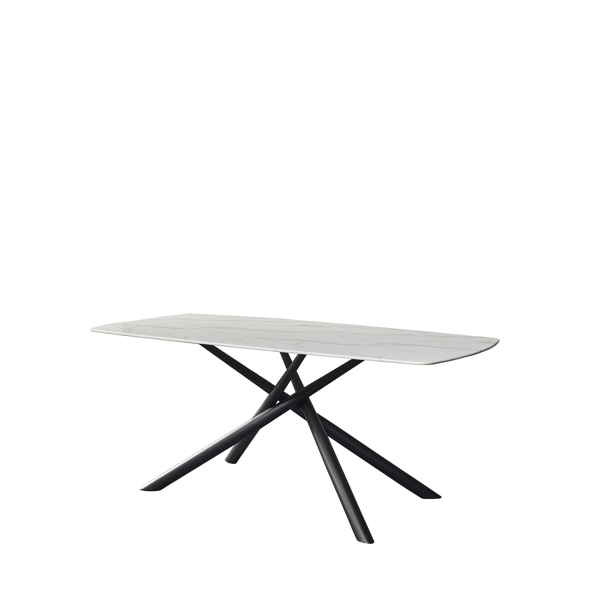 Tavolo Aura 180X85 Bianco C/Venature Grigie