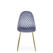 Set Da 4, Sedie New Lena Velluto Grigio/Gambe Oro