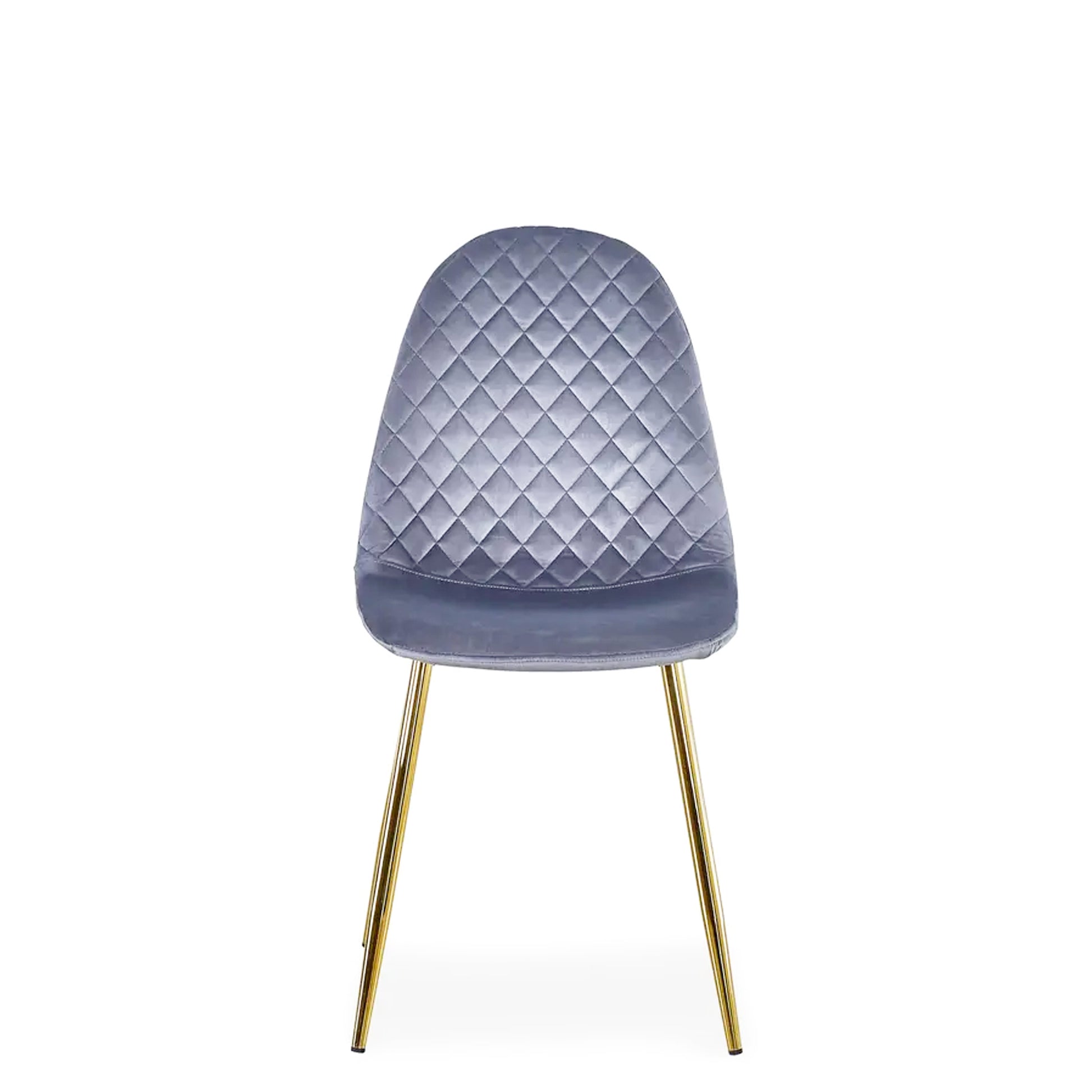 Set Da 4, Sedie New Lena Velluto Grigio/Gambe Oro