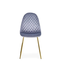 Set Da 4, Sedie New Lena Velluto Grigio/Gambe Oro