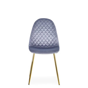 Set Da 4, Sedie New Lena Velluto Grigio/Gambe Oro
