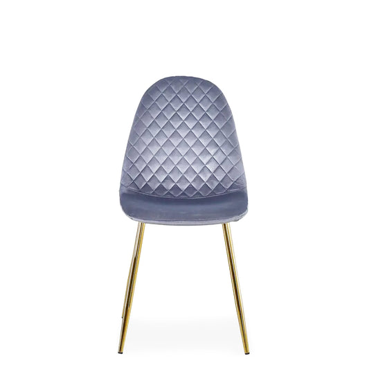 Set Da 4, Sedie New Lena Velluto Grigio/Gambe Oro