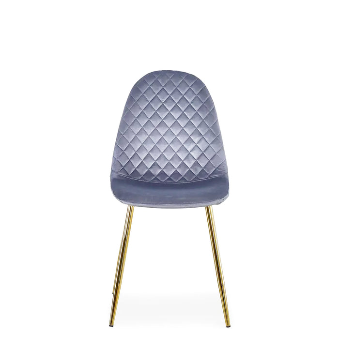 Set Da 4, Sedie New Lena Velluto Grigio/Gambe Oro