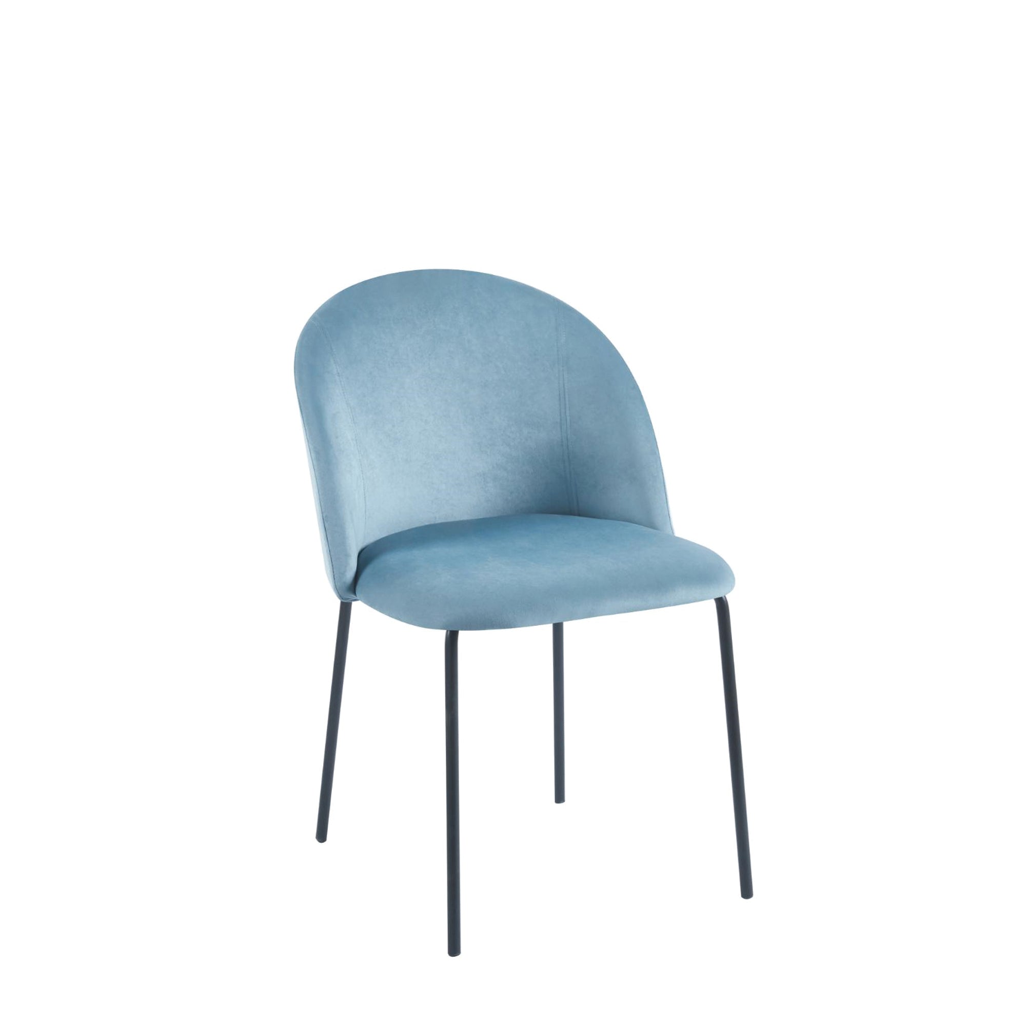 Set Da 2, Sedie Lara Velluto Blu Gambe Nere