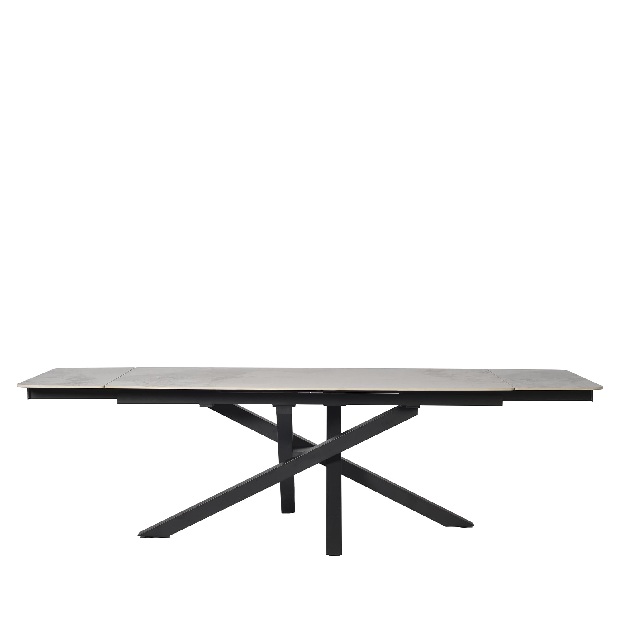 Tavolo Toledo Bianco C/Venature Grigie/Gambe Nere