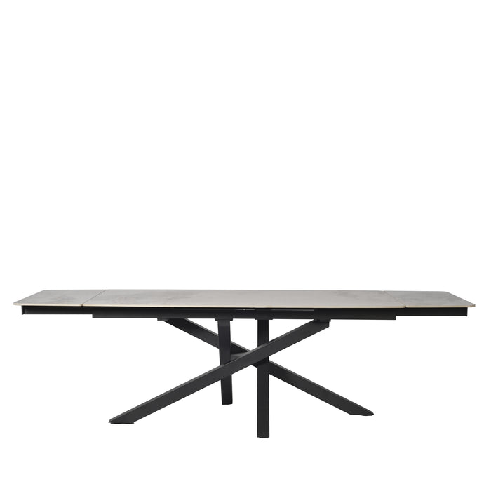 Tavolo Toledo Bianco C/Venature Grigie/Gambe Nere