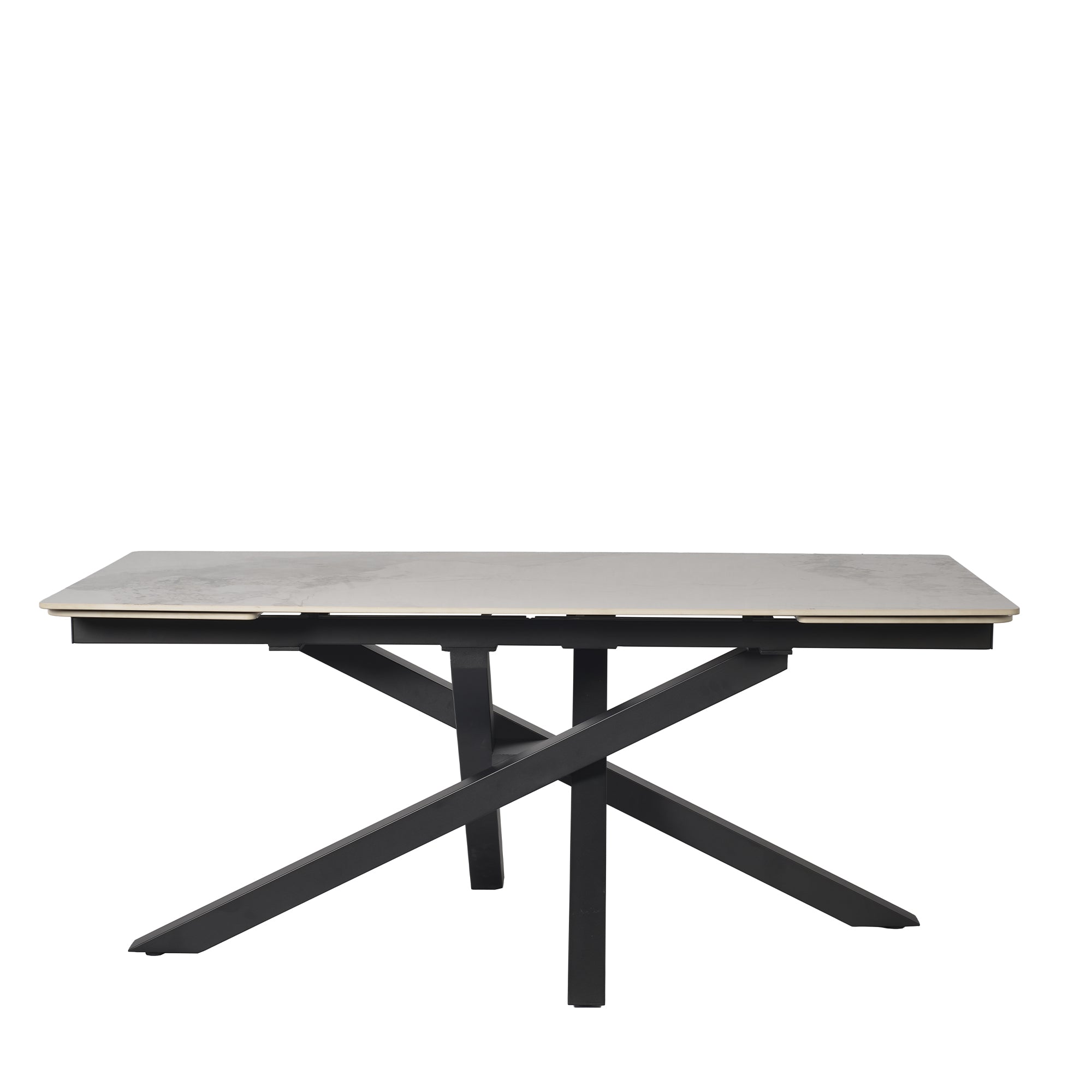 Tavolo Toledo Bianco C/Venature Grigie/Gambe Nere